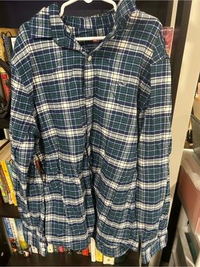 Vineyard Vines Boy’s Green & Navy Plaid Flannel Shirt